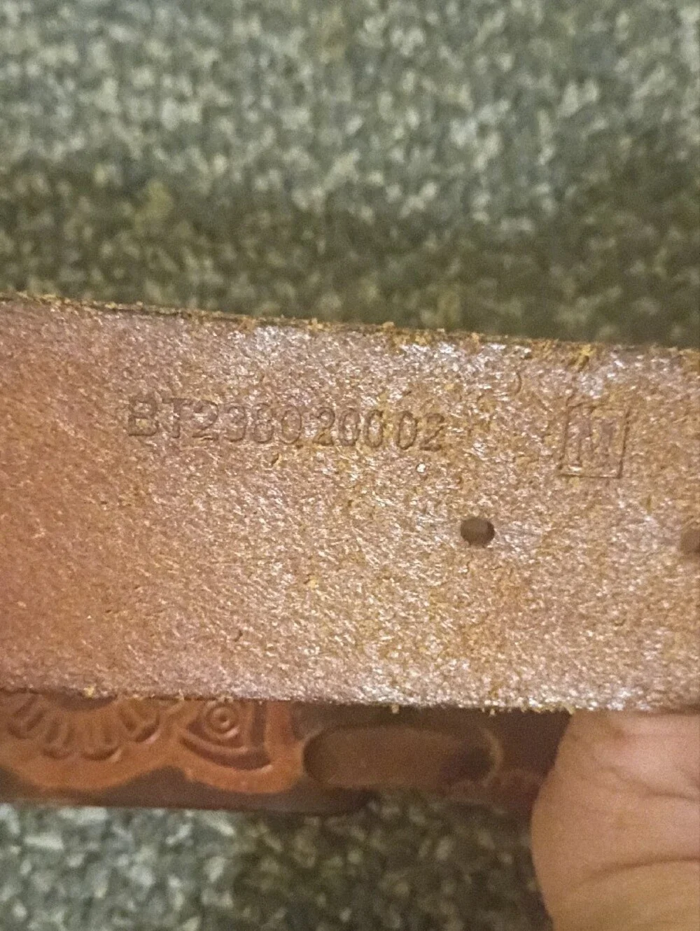 Brown vintage Tooled Leather Women's Belt with Floral Accent Size M